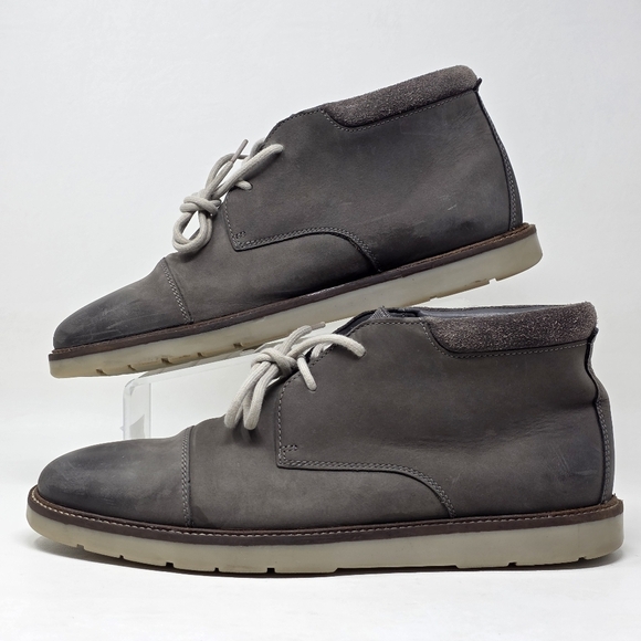 Clarks Collection Gray Leather Cap Toe Chukka Boots 14885 Men's US Size 11 M - Picture 3 of 11